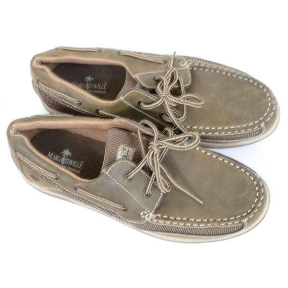 Margaritaville Men\'s Size 11.5 Leather Anchor Lace Up Boat Shoes Sporty Preppy main image 5